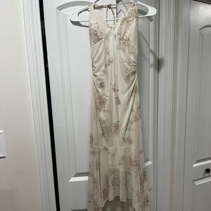 Vintage Gold Floral Cream Maxi Dress
